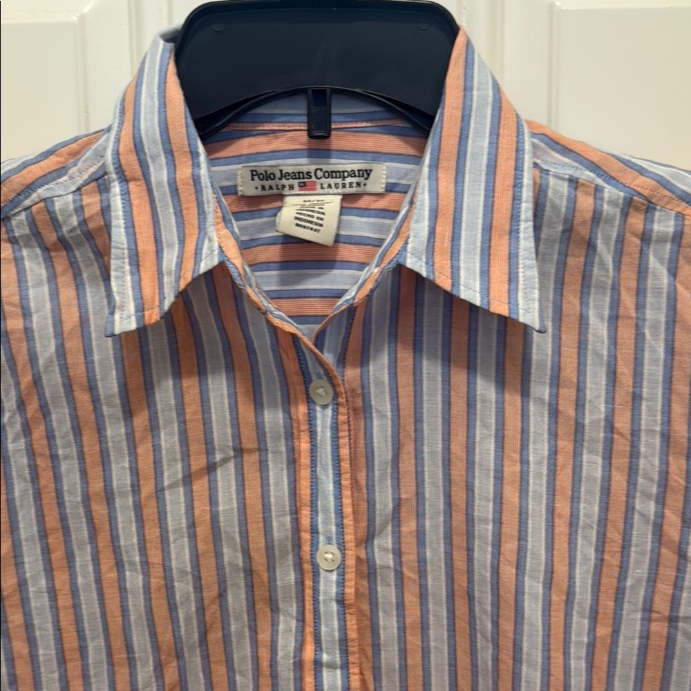 Polo by Ralph Lauren Blue and Orange Casual Button Down Shirt